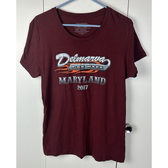 Delmarva 2017 Maryland Bike Week Shirt Motorcycle Rally 2XL  Maroon Graphic - Picture 1 of 5